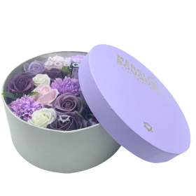 Caja Redonda - Rosa Lavanda Y Clavel