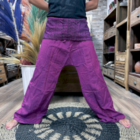 Pantalones de yoga y festivales - Mantra mandala del pescador tailandés en morado