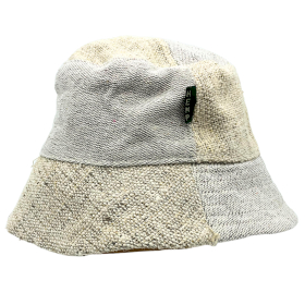 Sombrero de festival boho de cáñamo y algodón con parches - Natural