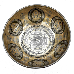 Cuenco Tibetano Curativo Grabado - 21cm - Om y Buda
