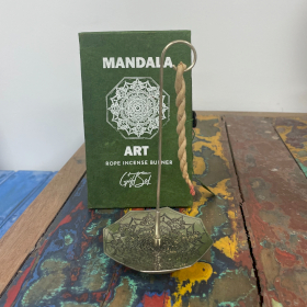Juego de Incienso de Cuerda y Porta Incienso Plateado - Flor de Mandala