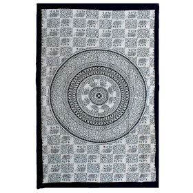 Colcha Individual de Algodón + Tapiz de Pared - Mono - Mandala Elefante