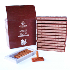 Pack of 15 Natural Incense Smudge Bricks and Burner - Amber Wood