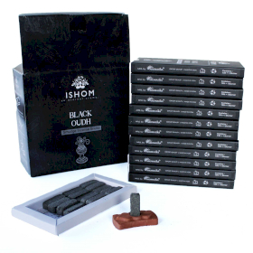 Pack of 15 Natural Incense Smudge Bricks and Burner - Black Wood