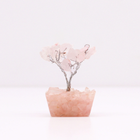 Mini árbol de piedras preciosas sobre base de orgonita - Cuarzo rosa (15 piedras)