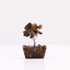 Mini árbol de piedras preciosas sobre base de orgonita - Ojo de tigre (15 piedras)