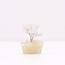 Mini árbol de piedras preciosas sobre base de orgonita - Cuarzo de roca (15 piedras)