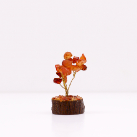 Mini árbol de piedras preciosas sobre base de madera - Cornalina (15 piedras)