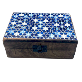 Caja Mediana de Cerámica Esmaltada - 15x10x6cm - Estrellas Azules