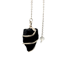Raw Gemstone Pendulum - Black Agate