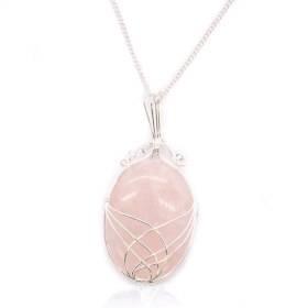 Collar de Piedras Preciosas Envueltas en Cascada - Cuarzo Rosa en bruto