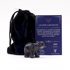 Piedra preciosa Elefante de la suerte - Larvikita Labradorita 50x35x25mm