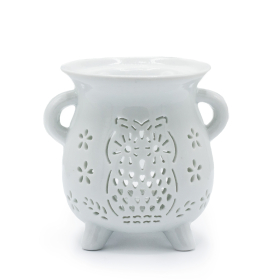 Quemador de Aceite - Búho - Blanco