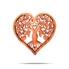 Panel Decorativo de Madera en Forma de Corazón con Árbol de la Vida 30cm