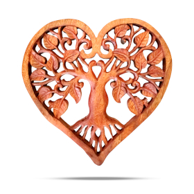 Panel Decorativo de Madera en Forma de Corazón con Árbol de la Vida 40cm