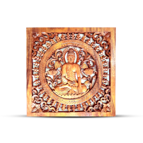 Panel Decorativo de Madera con Buda Cuadrado 40x40cm