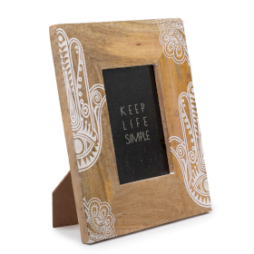 Marco de Madera de Mango (para 10x15cm) 26x20x2cm - Hamsa Blanco