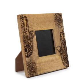 Pequeño Marco de Madera de Mango (para 10x15cm) 20x20x2cm - Hamsa Negro