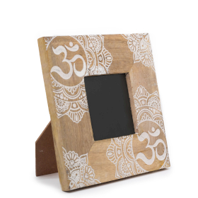 Pequeño Marco de Madera de Mango (para 10x15cm) 20x20x2cm - Mandala Blanco