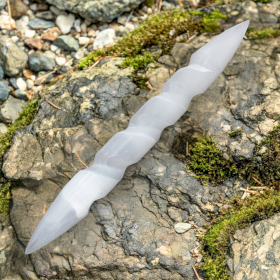 Varita Espiral de Selenita - 16 cm (Ambos extremos punta)