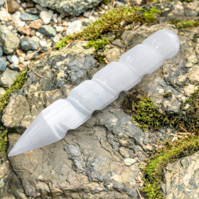 Varita Espiral de Selenita - 16 cm (Ambos extremos punta)