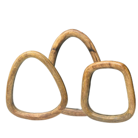 Juego de 3 espejos en forma de guijarro - Acabado madera clara