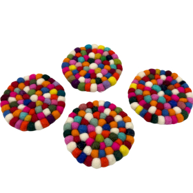 Posavasos redondos de fieltro de 10 cm, multicolor (juego de 4)