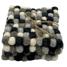 Posavasos cuadrados de fieltro de 10 cm, color gris multicolor (juego de 4)