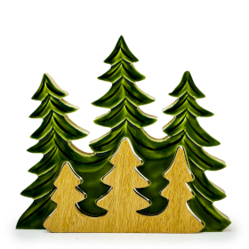Perdido en el bosque - Decoración de madera 3D de tres árboles - 20 x 23 cm