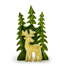 Perdido en el bosque - Ciervo en el bosque Decoración de madera 3D - 25x15cm