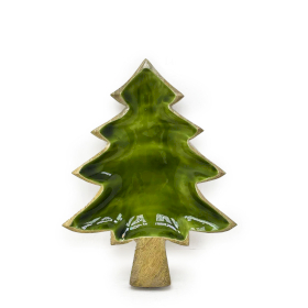 Perdido en el bosque - Cuenco de madera con forma de árbol esmaltado - 25 x 19 cm
