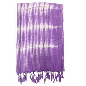 Chal de Arte Boho Java - Rayas Lavanda y Motivos - 62x200 cm