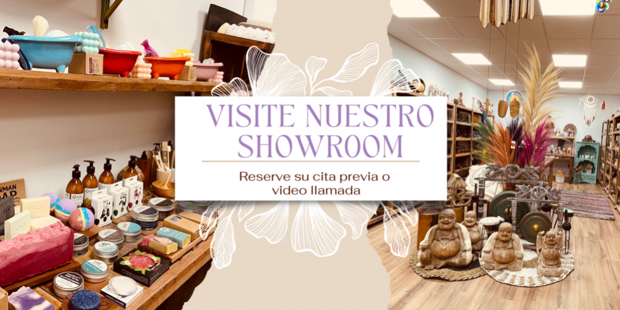 Showroom de AW Artisan Dropshipping, fabricante, proveedor y distribuidor de cosmética natural, regalos, decoración, inciensos, velas y artículos esotéricos